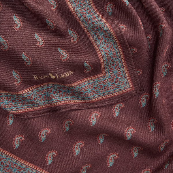 Purple Paisley Wool Square Scarf Polo Ralph Lauren 3