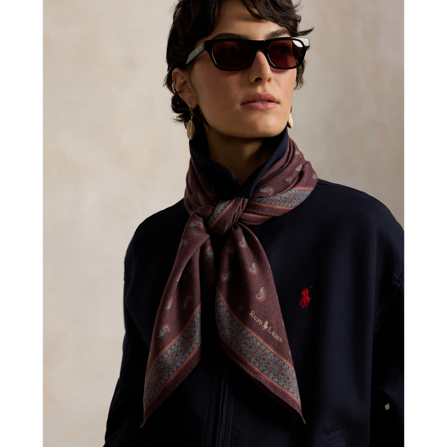Женский шарф Ralph Lauren Paisley Wool Square, цвет: Фиолетовый — фото 2