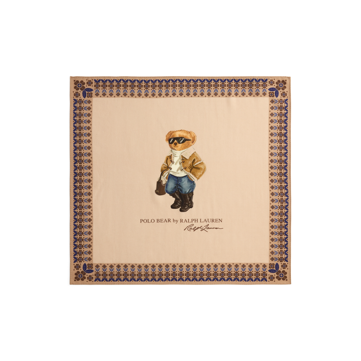 Женский шарф Ralph Lauren Polo Bear Wool Square, цвет: Бежевый — фото 1
