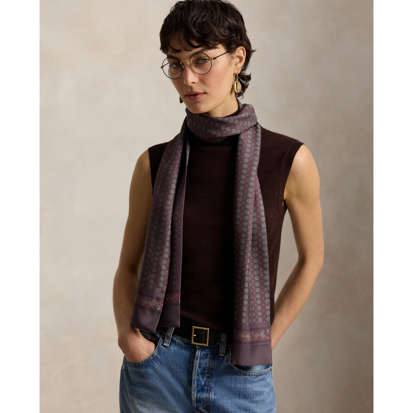 Женский шарф Ralph Lauren Foulard Silk, цвет: Фиолетовый — фото 2