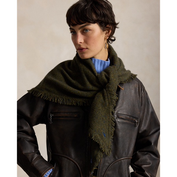 Green Oversize Yak-Wool Wrap Scarf Polo Ralph Lauren 3