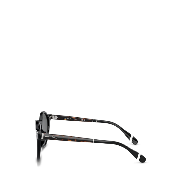 Shiny Black Heritage Rowing Stripe Round Sunglasses Polo Ralph Lauren 3