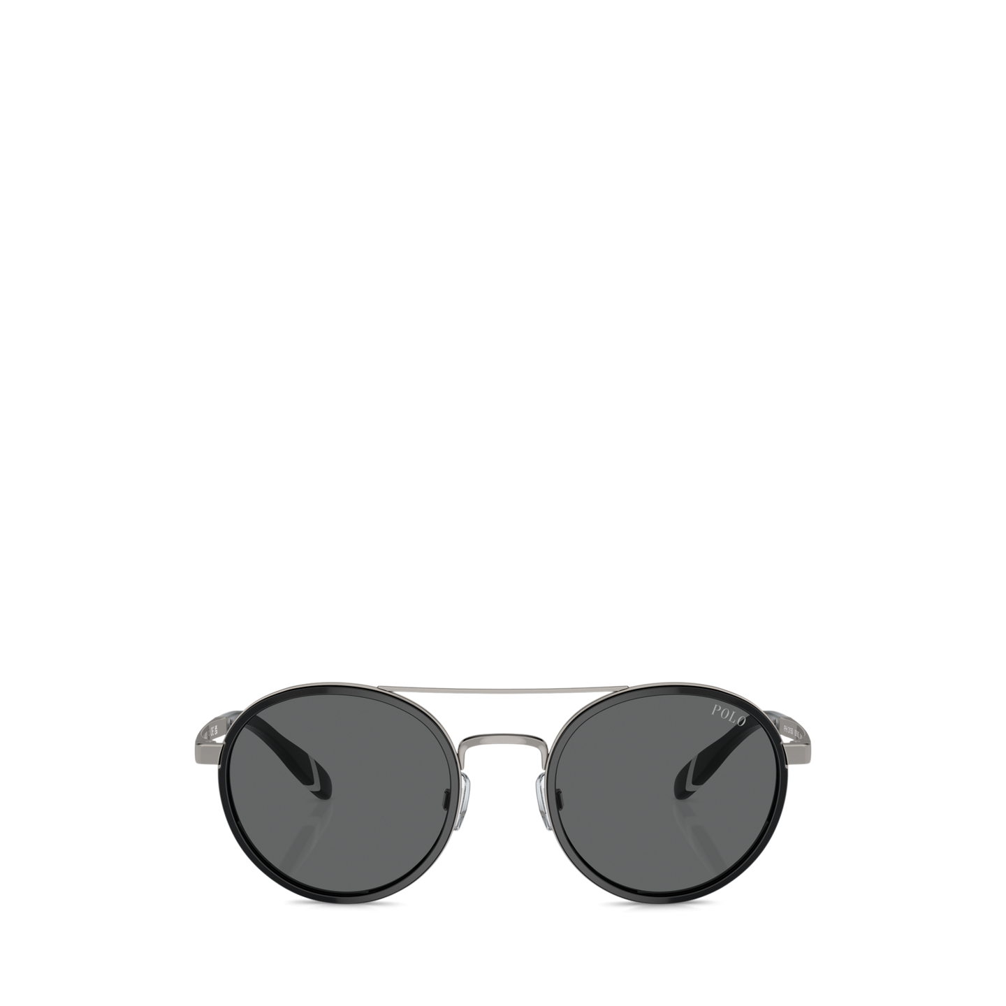 Мужские солнцезащитные очки Ralph Lauren Heritage Rowing Stripe Round Sunglasses, цвет: Чёрный графитовый металлик — фото 1