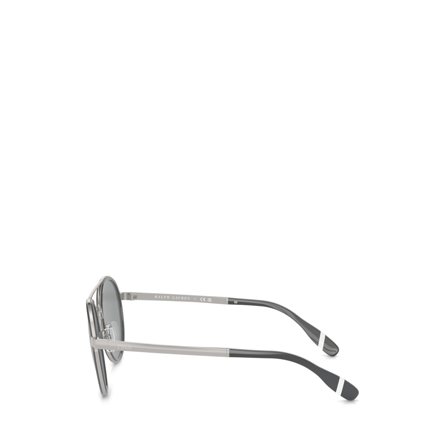 Мужские солнцезащитные очки Ralph Lauren Heritage Rowing Stripe Round Sunglasses, цвет: Чёрный графитовый металлик — фото 2