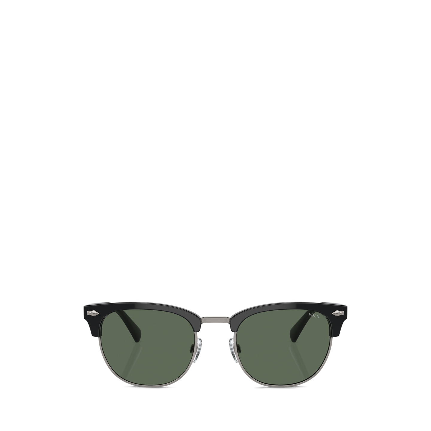 Мужские солнцезащитные очки Ralph Lauren Heritage Pen-Pin Round Sunglasses, цвет: Блестящий чёрный — фото 1