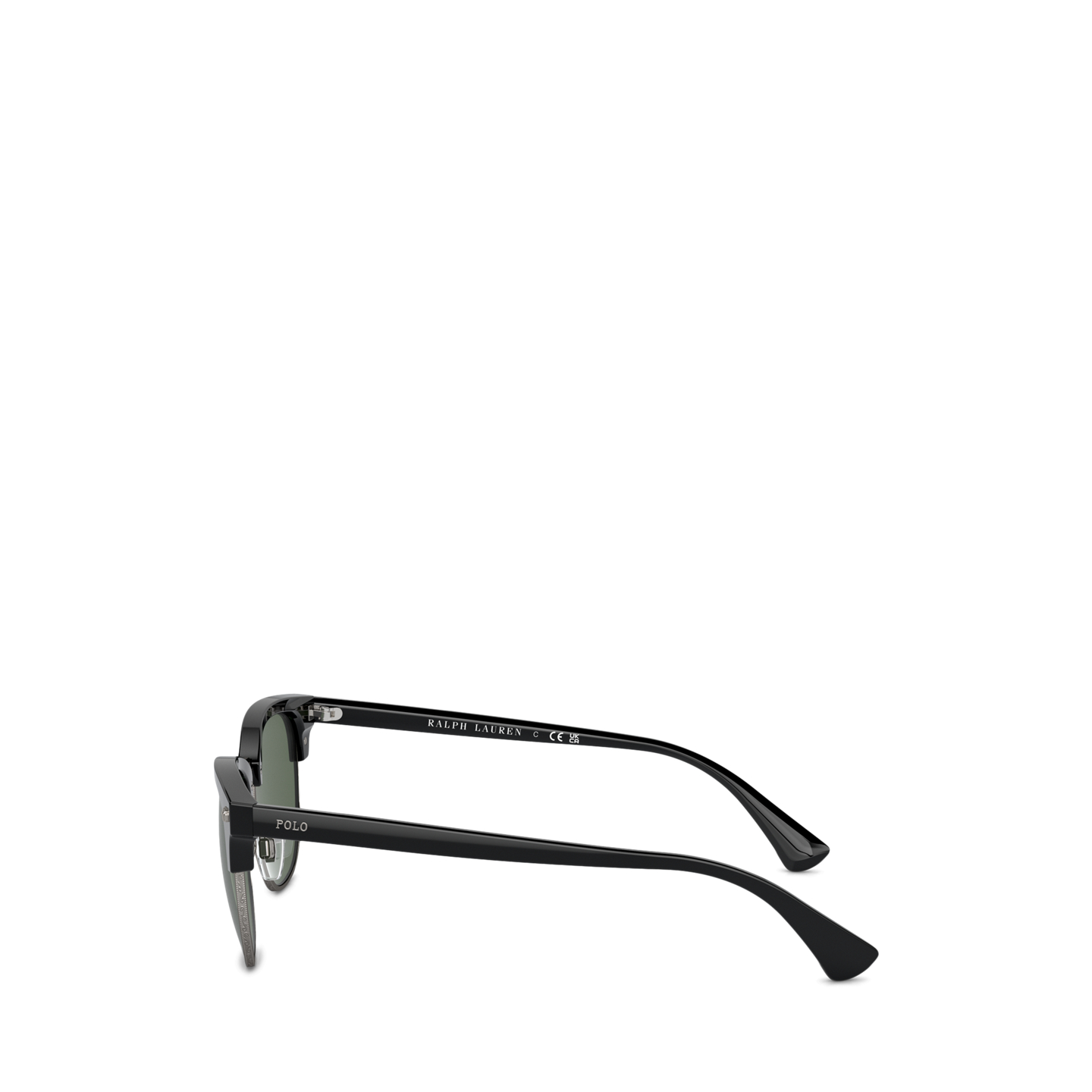 Мужские солнцезащитные очки Ralph Lauren Heritage Pen-Pin Round Sunglasses, цвет: Блестящий чёрный — фото 2