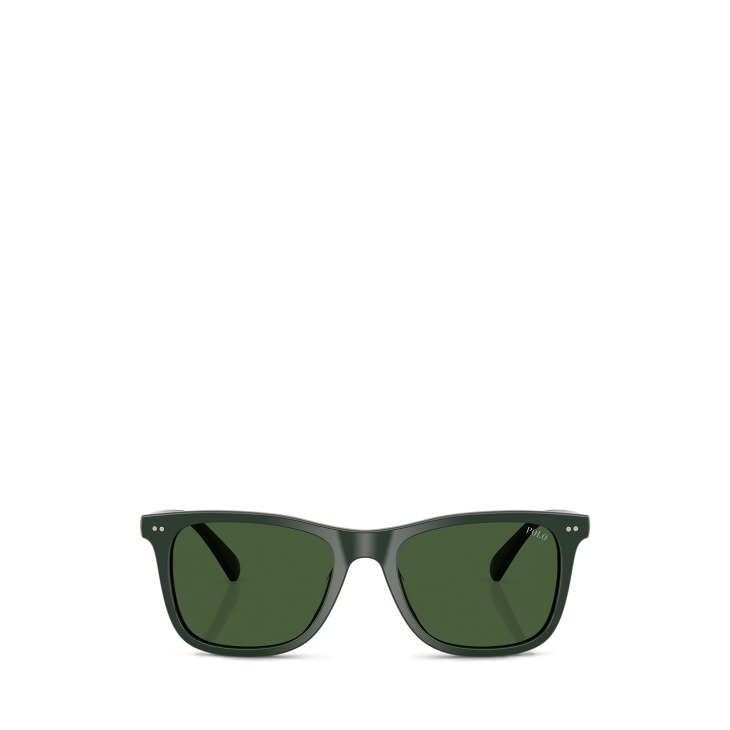 Мужские солнцезащитные очки Ralph Lauren Heritage Pen-Hinge Square Sunglasses, цвет: Блестящий тёмный зелёный — фото 1