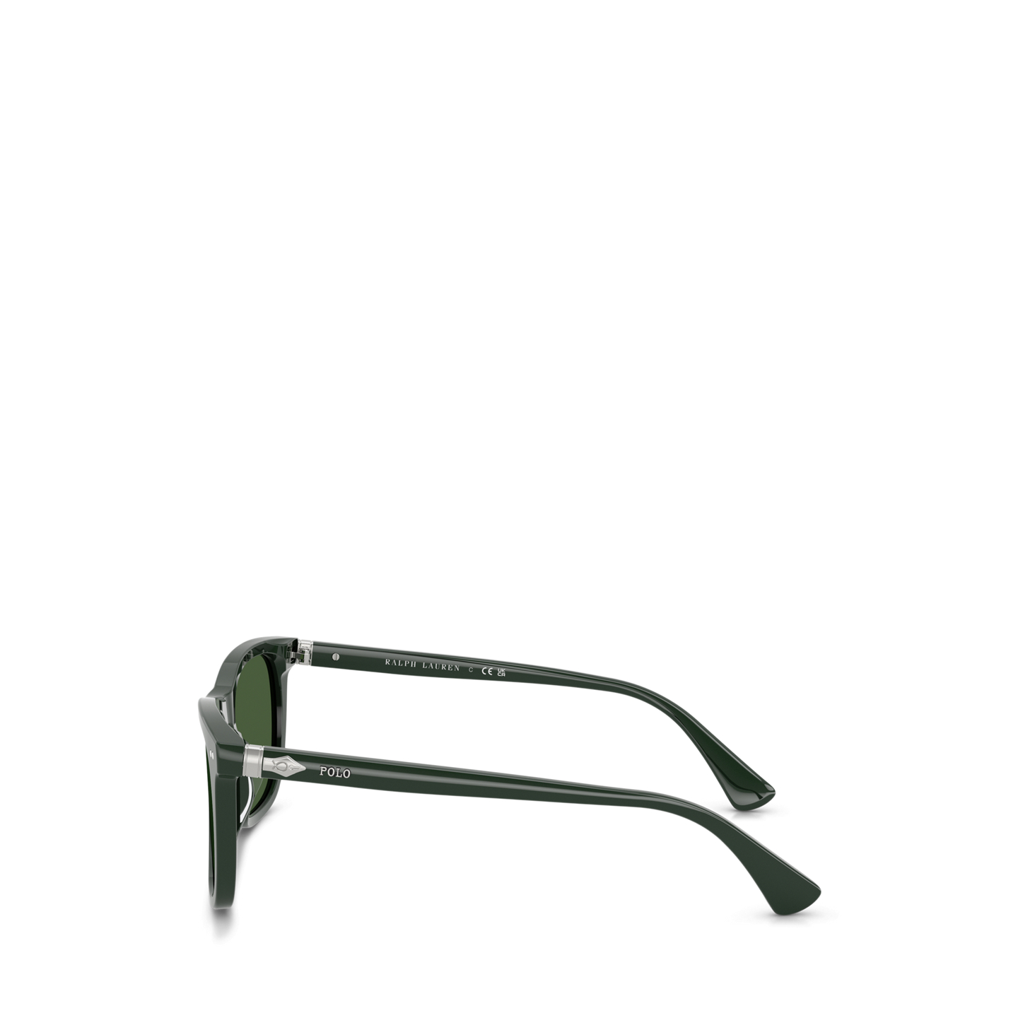 Мужские солнцезащитные очки Ralph Lauren Heritage Pen-Hinge Square Sunglasses, цвет: Блестящий тёмный зелёный — фото 2