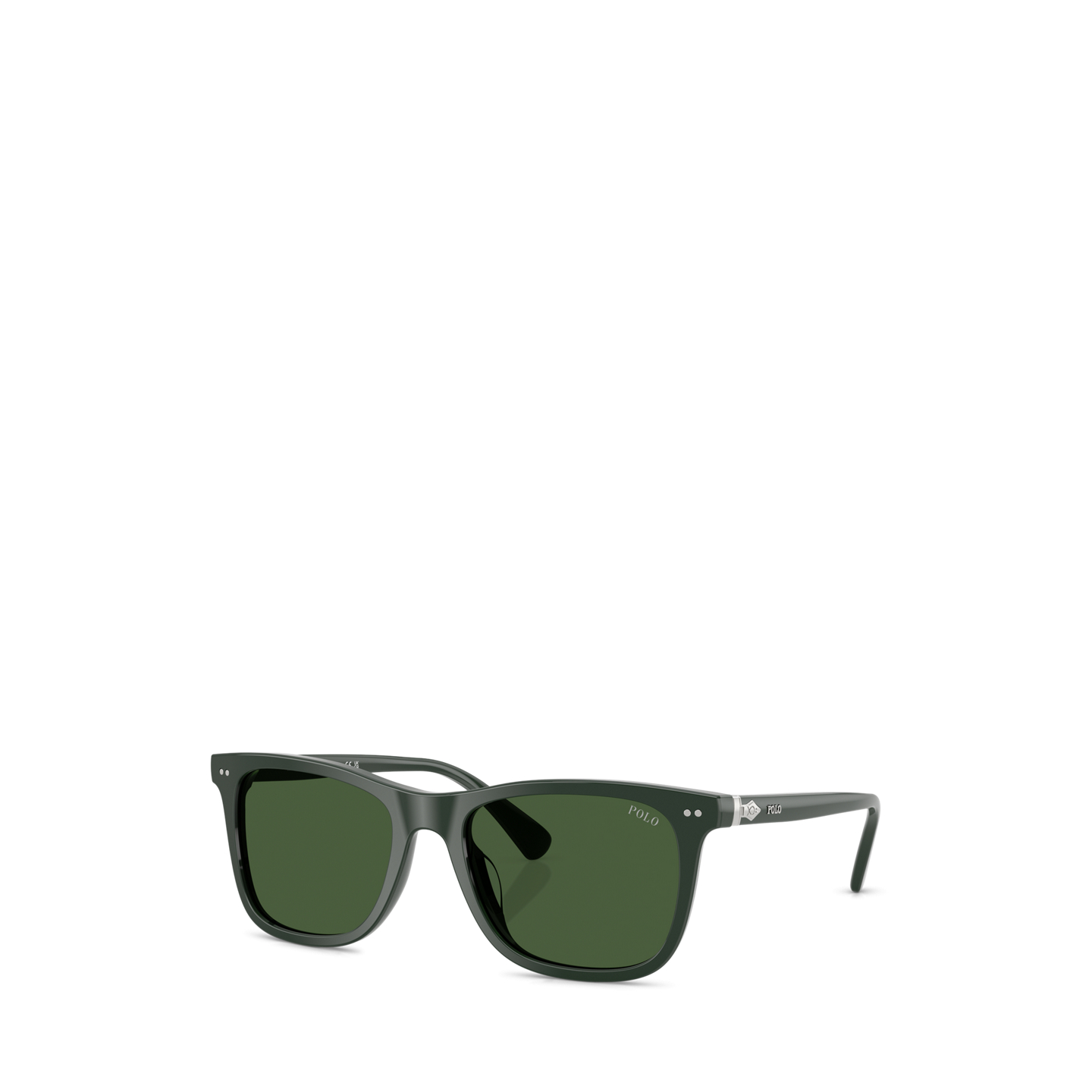 Мужские солнцезащитные очки Ralph Lauren Heritage Pen-Hinge Square Sunglasses, цвет: Блестящий тёмный зелёный — фото 3