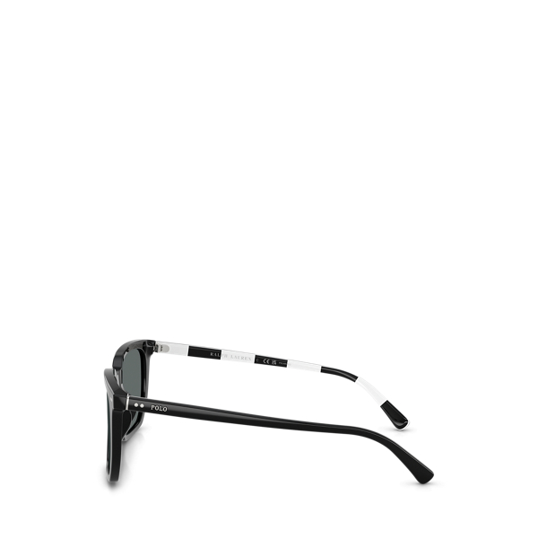Shiny Black Heritage Rugby-Stripe Sunglasses Polo Ralph Lauren 3