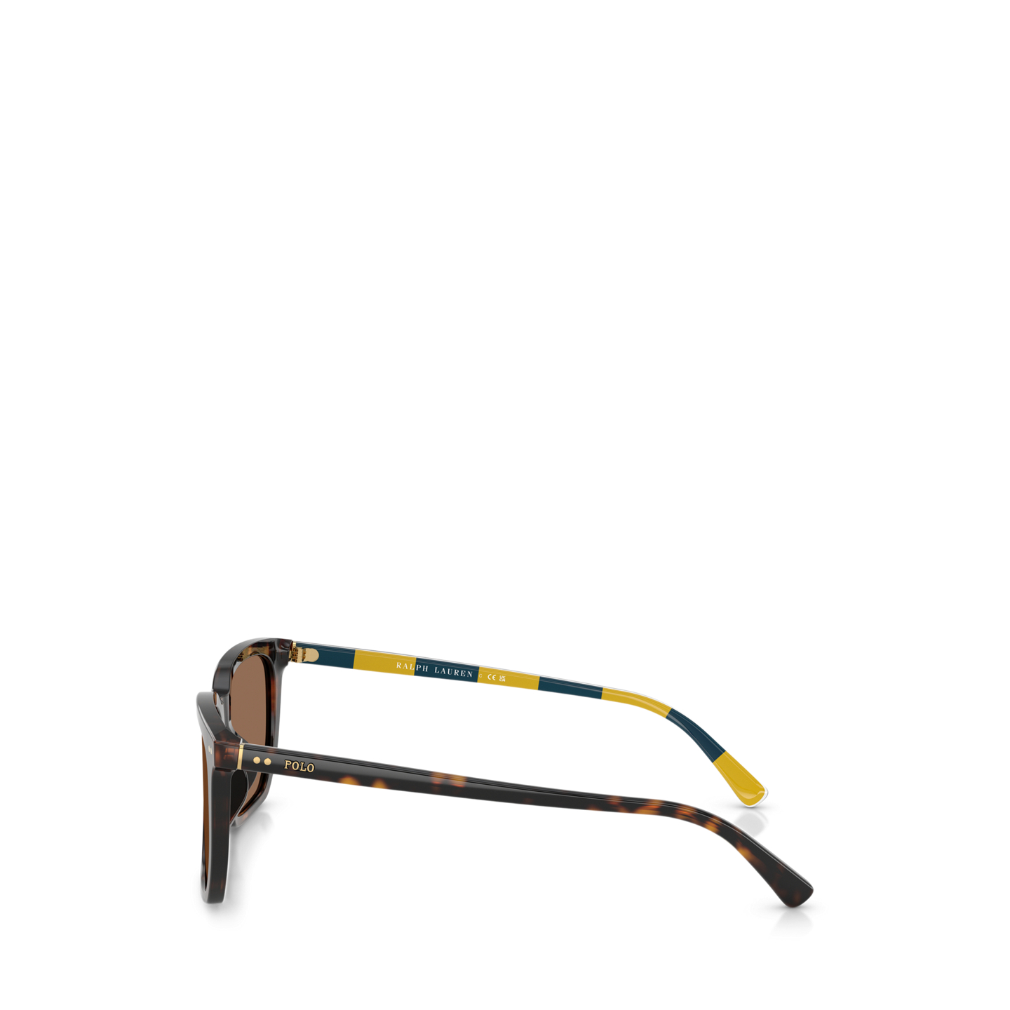 Мужские солнцезащитные очки Ralph Lauren Heritage Rugby-Stripe Sunglasses, цвет: Блестящий тёмный гавана — фото 2