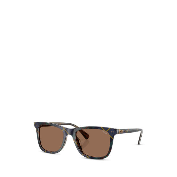 Heritage Pen-Hinge Plaid Sunglasses