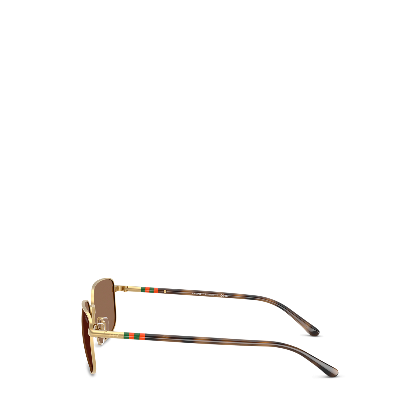 Мужские солнцезащитные очки Ralph Lauren Heritage Rugby-Stripe Metal Sunglasses, цвет: Блестящий золотой — фото 2