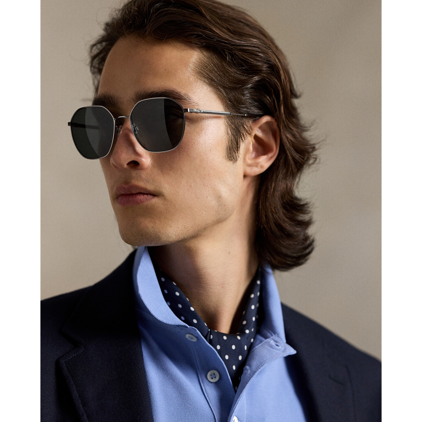 Мужские солнцезащитные очки Ralph Lauren Heritage Pen-Hinge Metal Sunglasses, цвет: Металлический — фото 2
