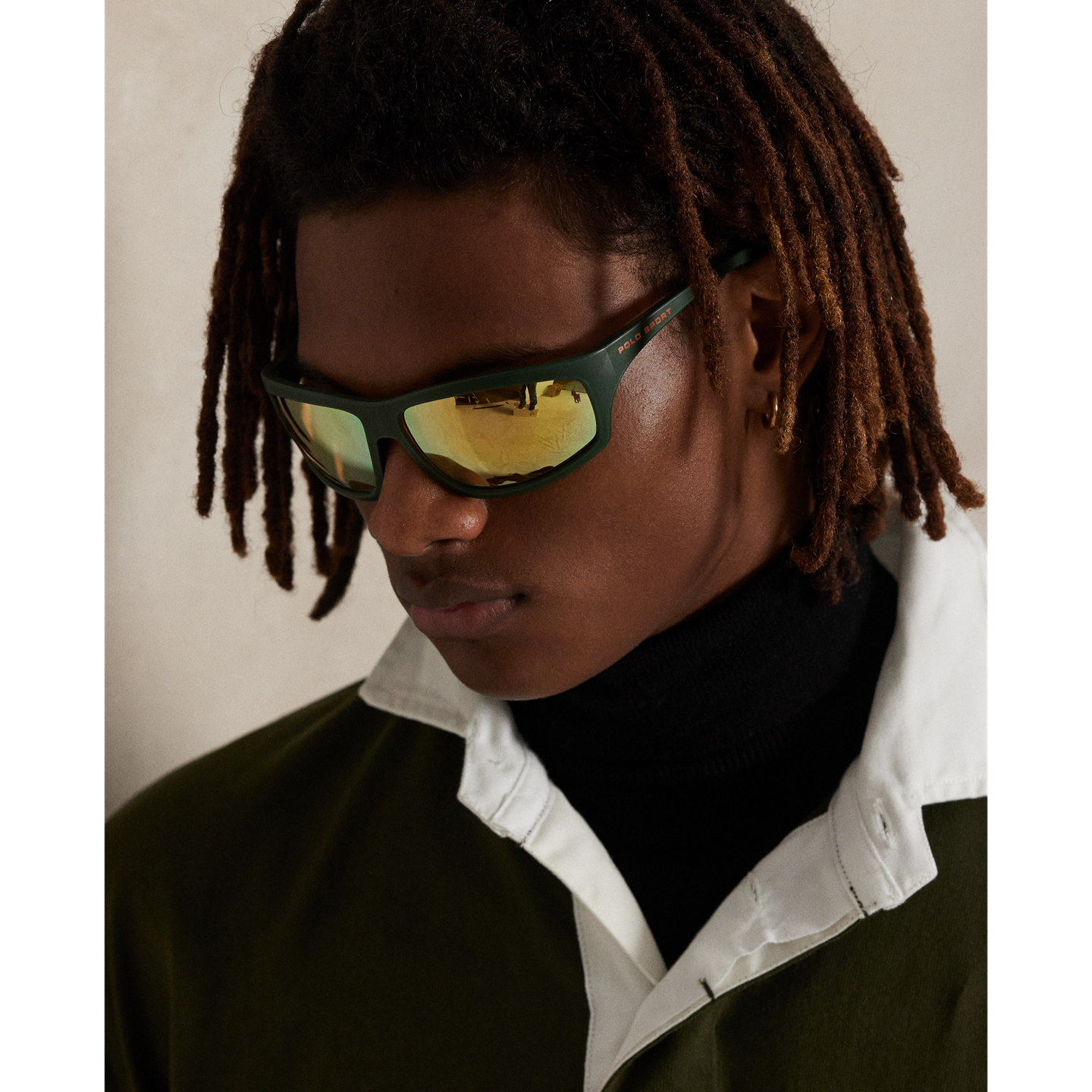 Мужские солнцезащитные очки Ralph Lauren Polo Sport Mirrored Sunglasses, цвет: Матовый тёмный зелёный — фото 3