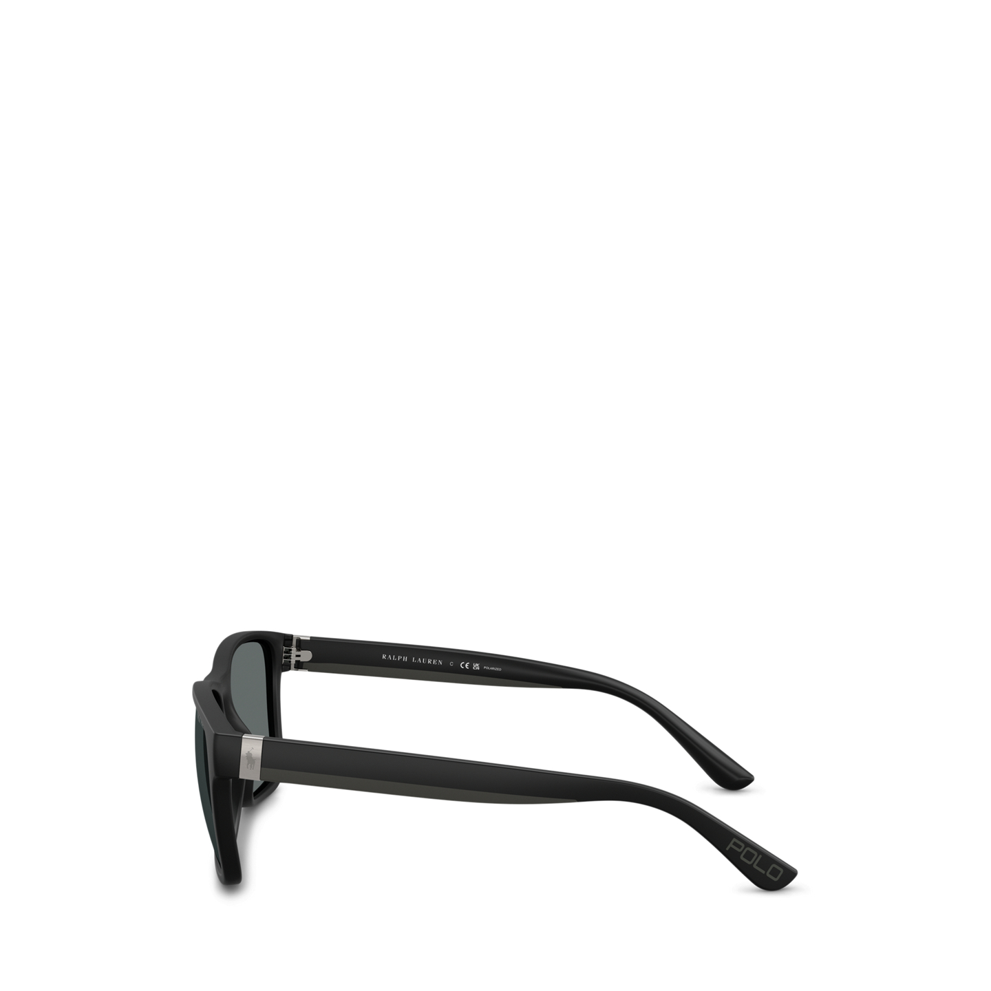 Мужские солнцезащитные очки Ralph Lauren Striped-Temple Square Sunglasses, цвет: Матовый чёрный — фото 2