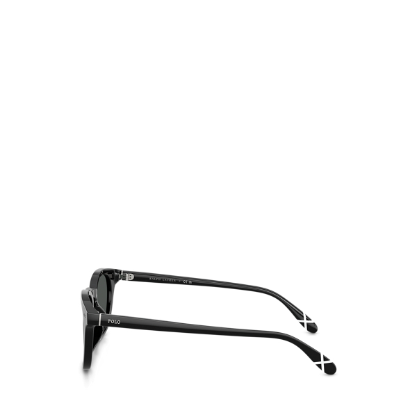 Shiny Black Heritage Rowing-Stripe Round Sunglasses Polo Ralph Lauren 3