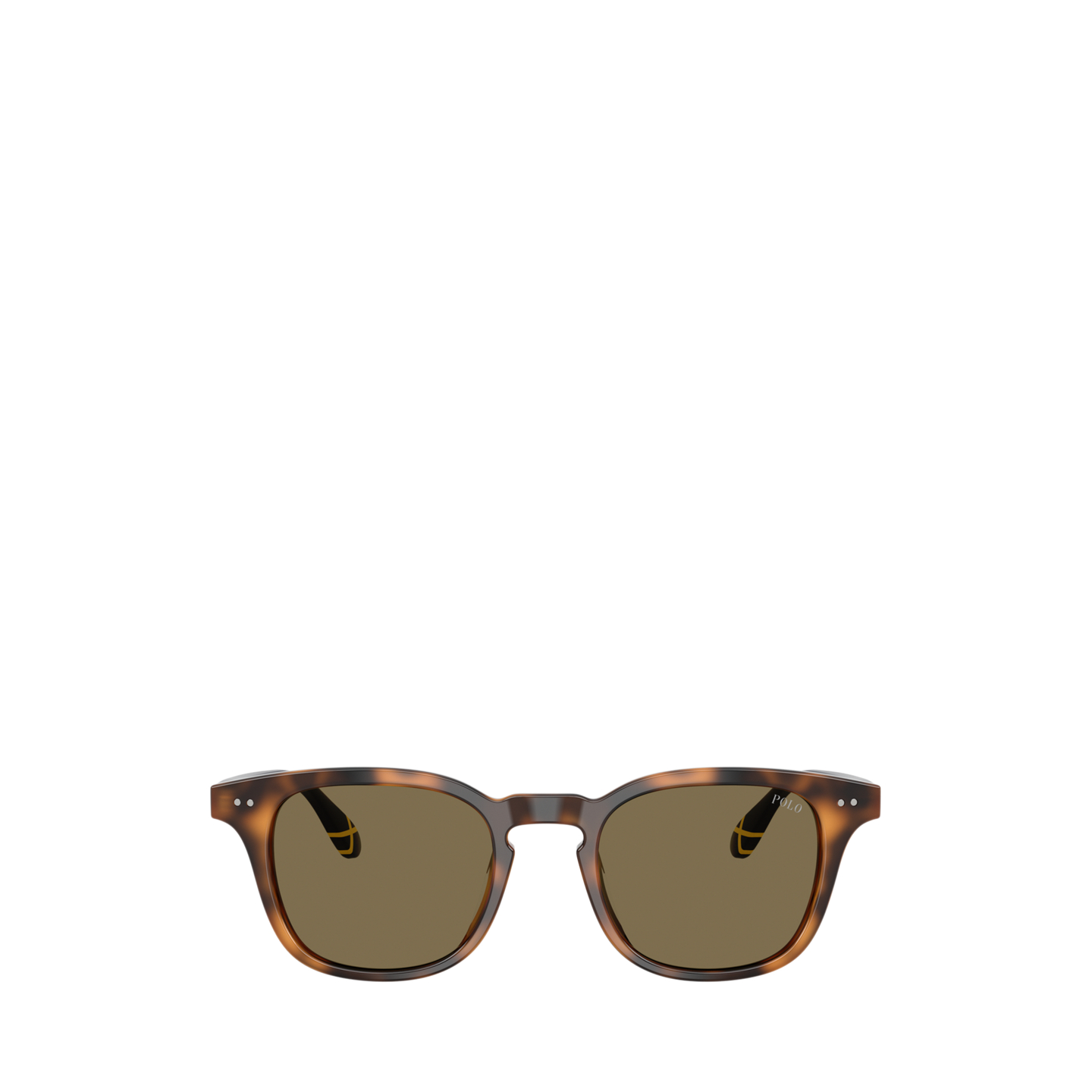 Мужские солнцезащитные очки Ralph Lauren Heritage Rowing-Stripe Round Sunglasses, цвет: Блестящий черепаховый — фото 1