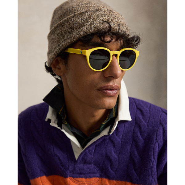 Shiny Yellow Color Shop Round Sunglasses Polo Ralph Lauren 4