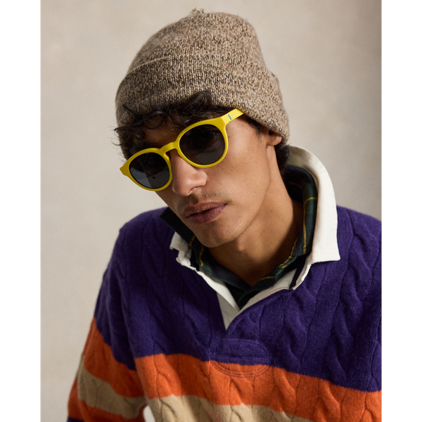 Shiny Yellow Color Shop Round Sunglasses Polo Ralph Lauren 5