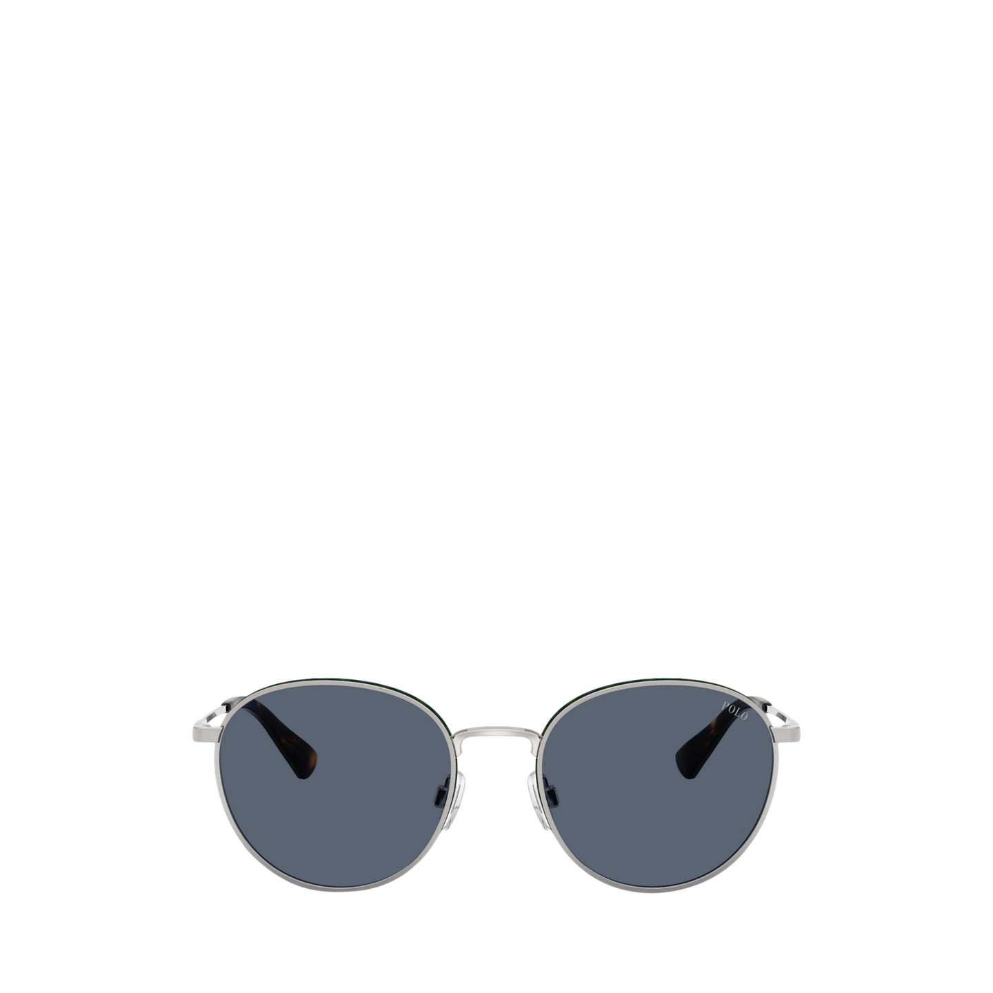 Мужские солнцезащитные очки Ralph Lauren Plaid-Accent Round Metal Sunglasses, цвет: Серебряный — фото 1