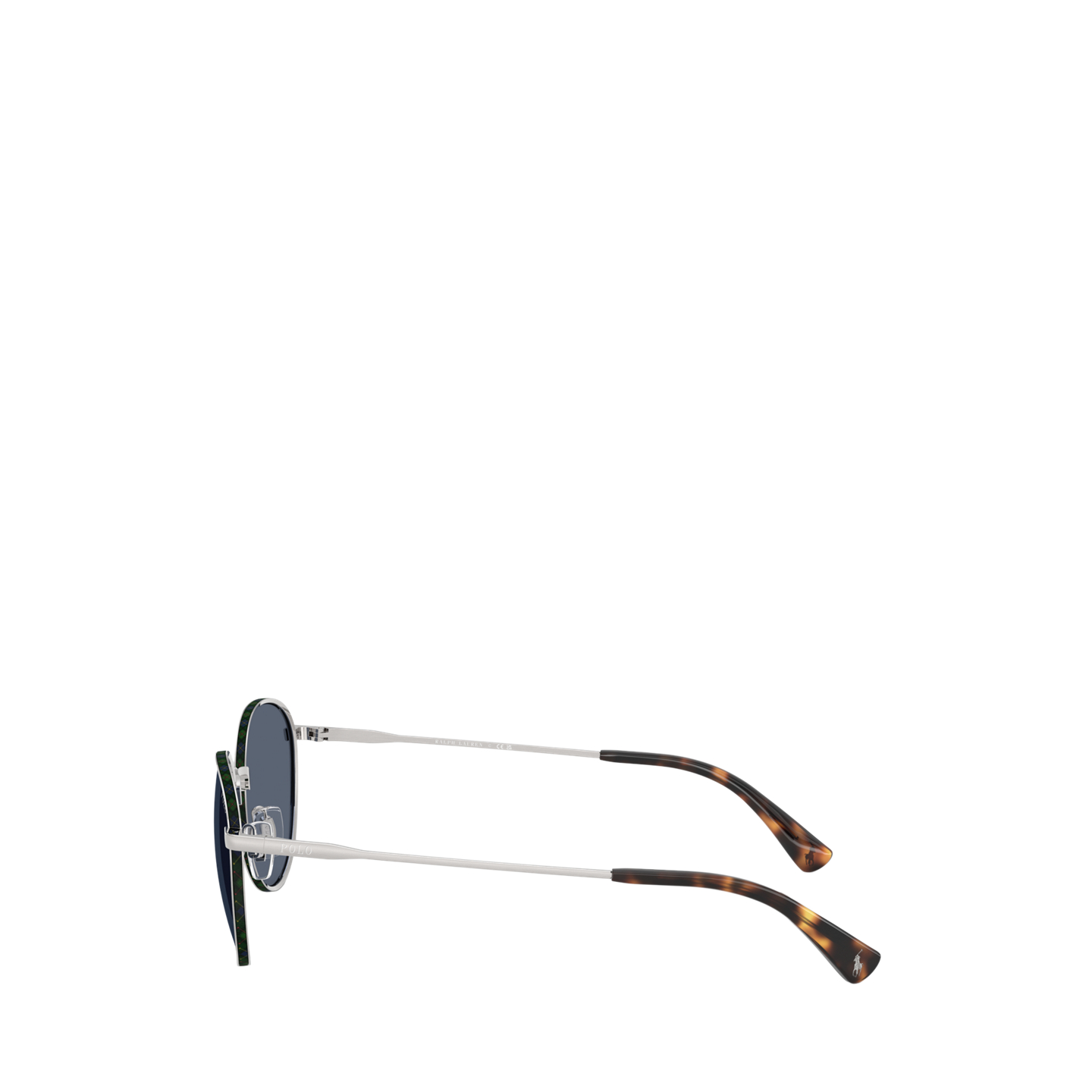 Мужские солнцезащитные очки Ralph Lauren Plaid-Accent Round Metal Sunglasses, цвет: Серебряный — фото 2