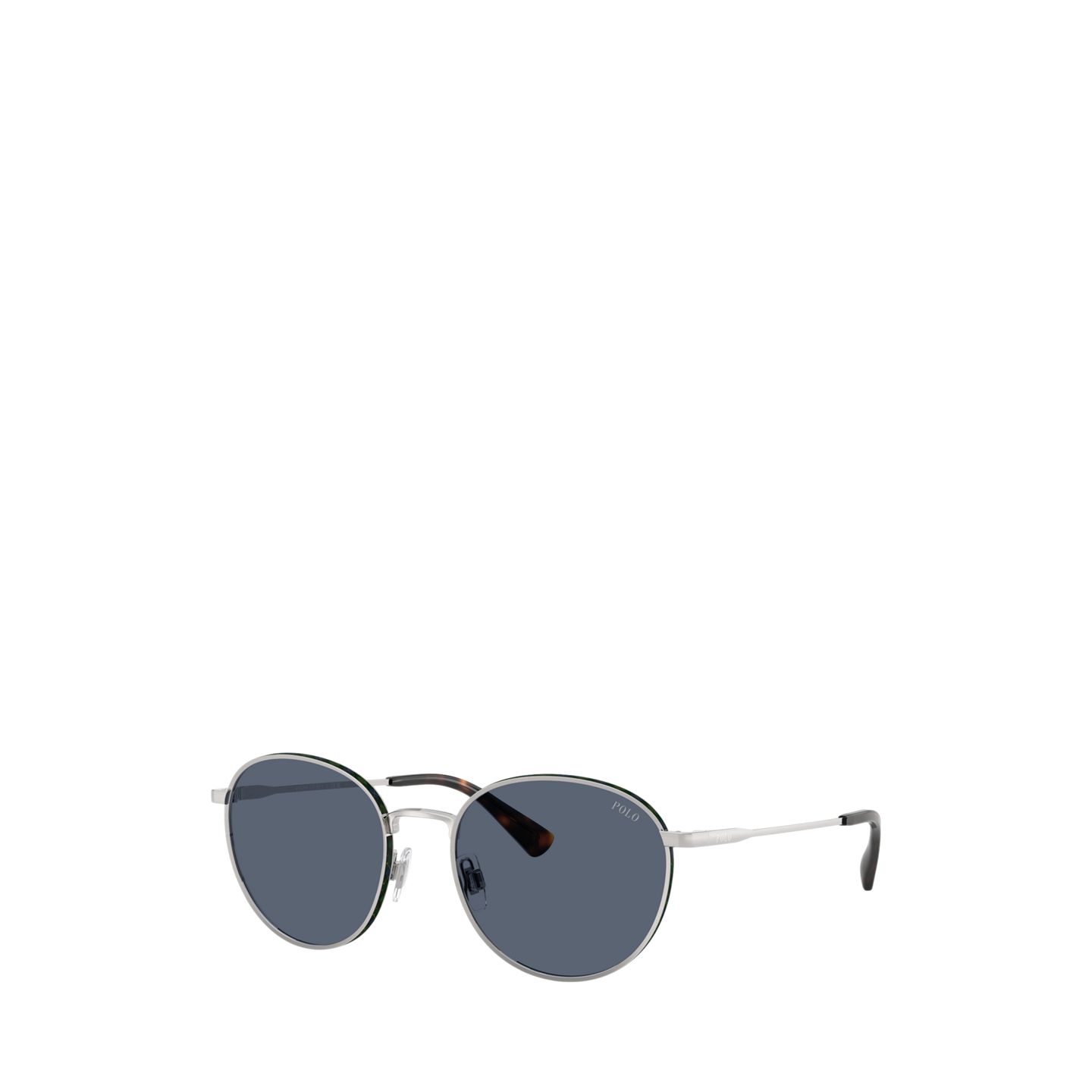 Мужские солнцезащитные очки Ralph Lauren Plaid-Accent Round Metal Sunglasses, цвет: Серебряный — фото 3