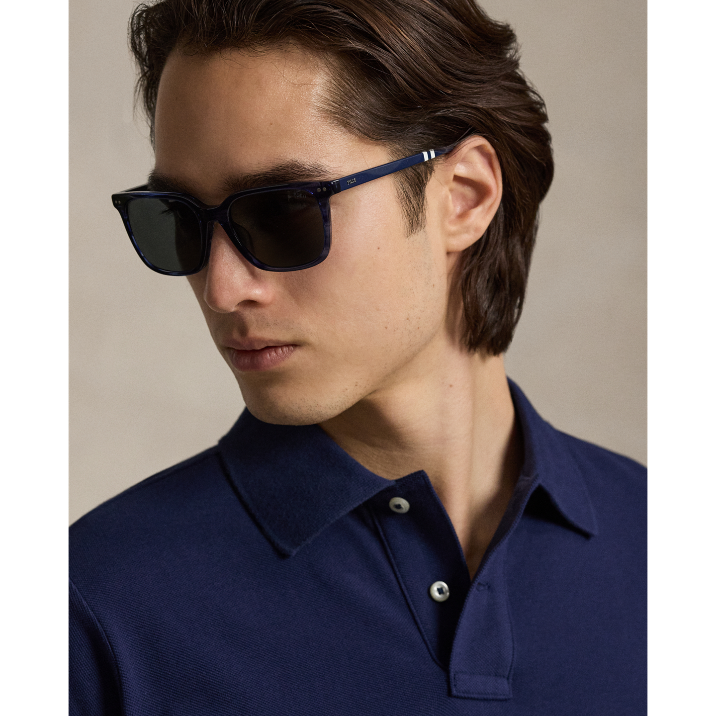 Мужские солнцезащитные очки Ralph Lauren Rugby-Stripe Square Sunglasses, цвет: Синий — фото 3