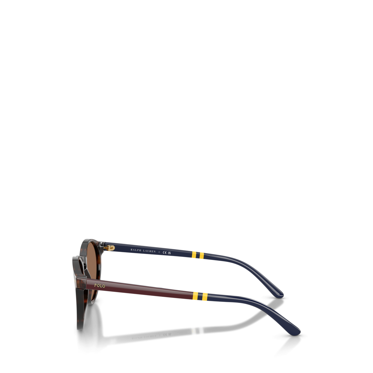 Мужские солнцезащитные очки Ralph Lauren Rugby-Stripe Round Sunglasses, цвет: Тёмный гавана — фото 2
