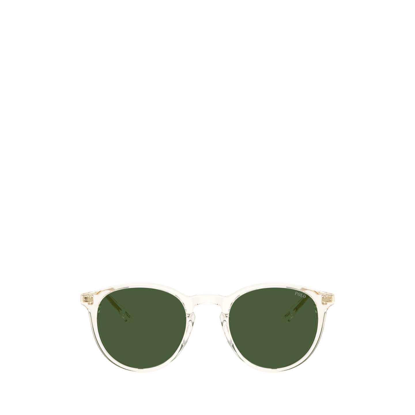 Мужские солнцезащитные очки Ralph Lauren Pen-Temple Round Sunglasses, цвет: Блестящий прозрачный жёлтый — фото 1