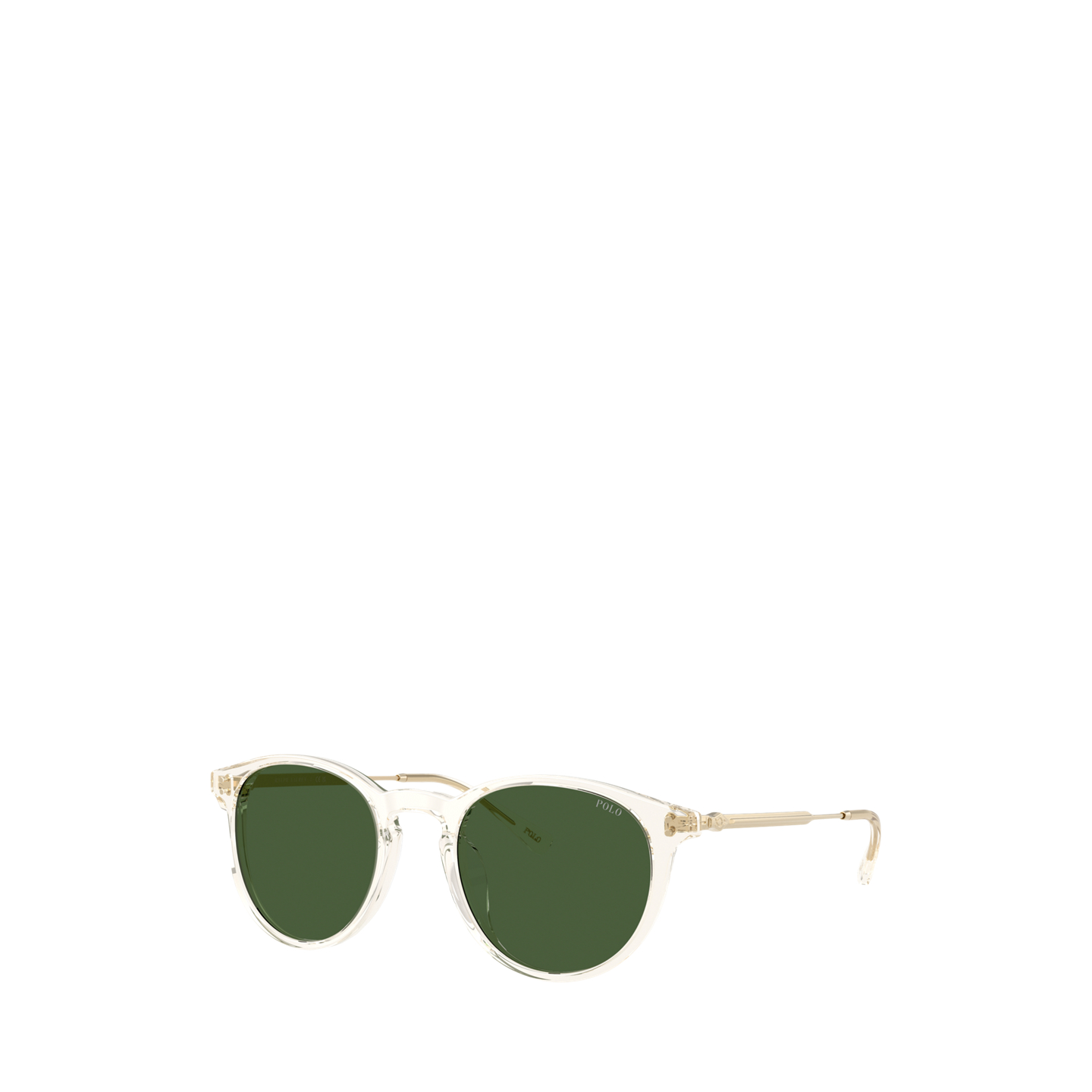 Мужские солнцезащитные очки Ralph Lauren Pen-Temple Round Sunglasses, цвет: Блестящий прозрачный жёлтый — фото 4