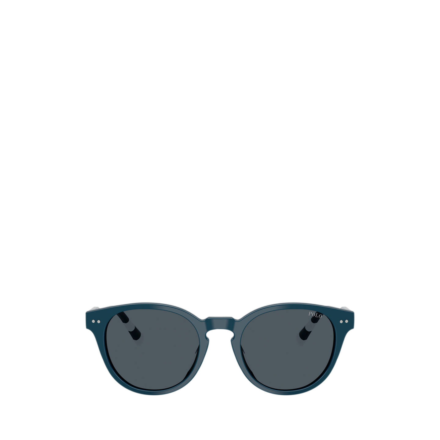 Мужские солнцезащитные очки Ralph Lauren Rugby-Stripe Round Sunglasses, цвет: Блестящий синий полосатый гавана — фото 1