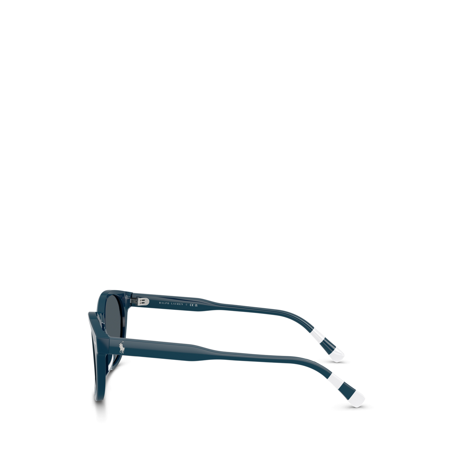 Мужские солнцезащитные очки Ralph Lauren Rugby-Stripe Round Sunglasses, цвет: Блестящий синий полосатый гавана — фото 2