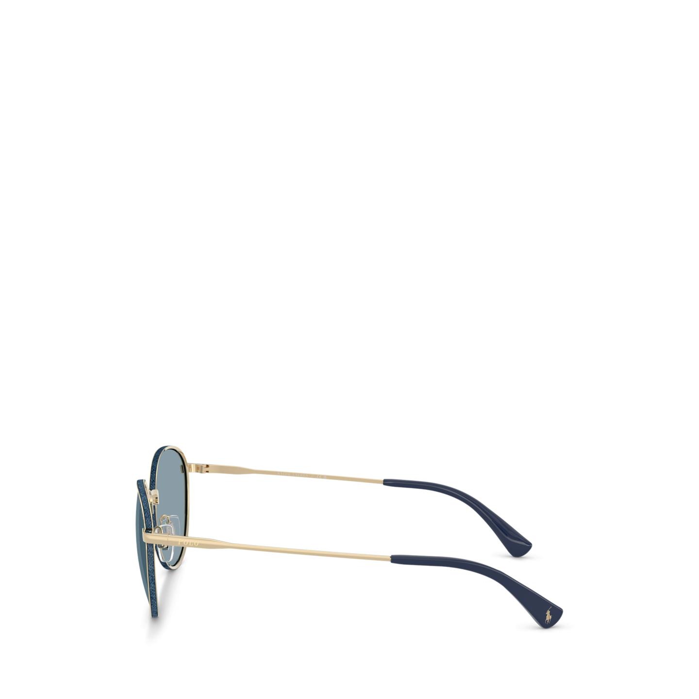 Мужские солнцезащитные очки Ralph Lauren Denim-Effect Round Metal Sunglasses, цвет: Золотой — фото 2