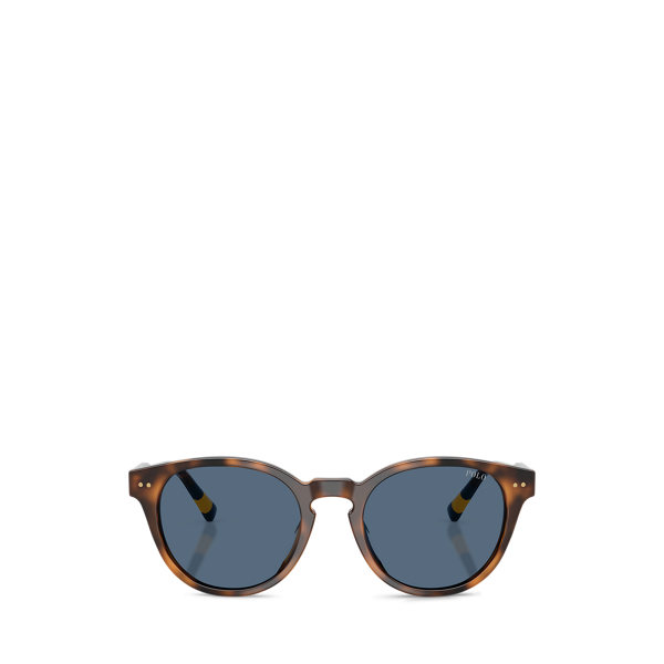 Shiny Red Havana Rugby-Stripe Round Sunglasses Polo Ralph Lauren 2