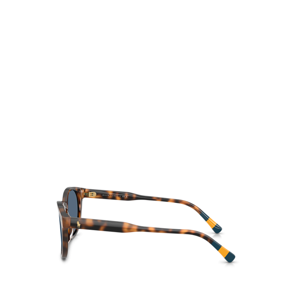 Shiny Red Havana Rugby-Stripe Round Sunglasses Polo Ralph Lauren 3