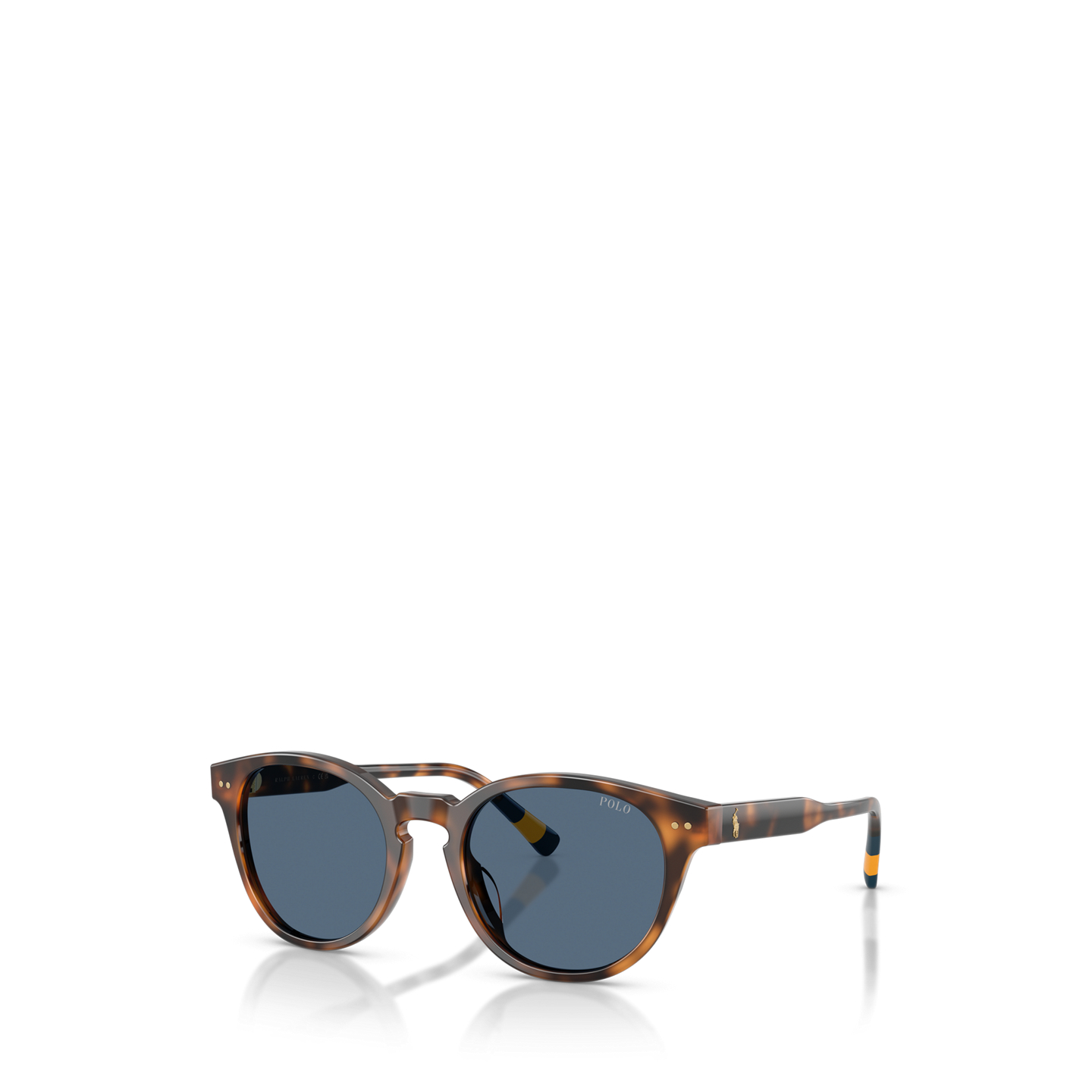 Мужские солнцезащитные очки Ralph Lauren Rugby-Stripe Round Sunglasses, цвет: Блестящий красный гавана — фото 5