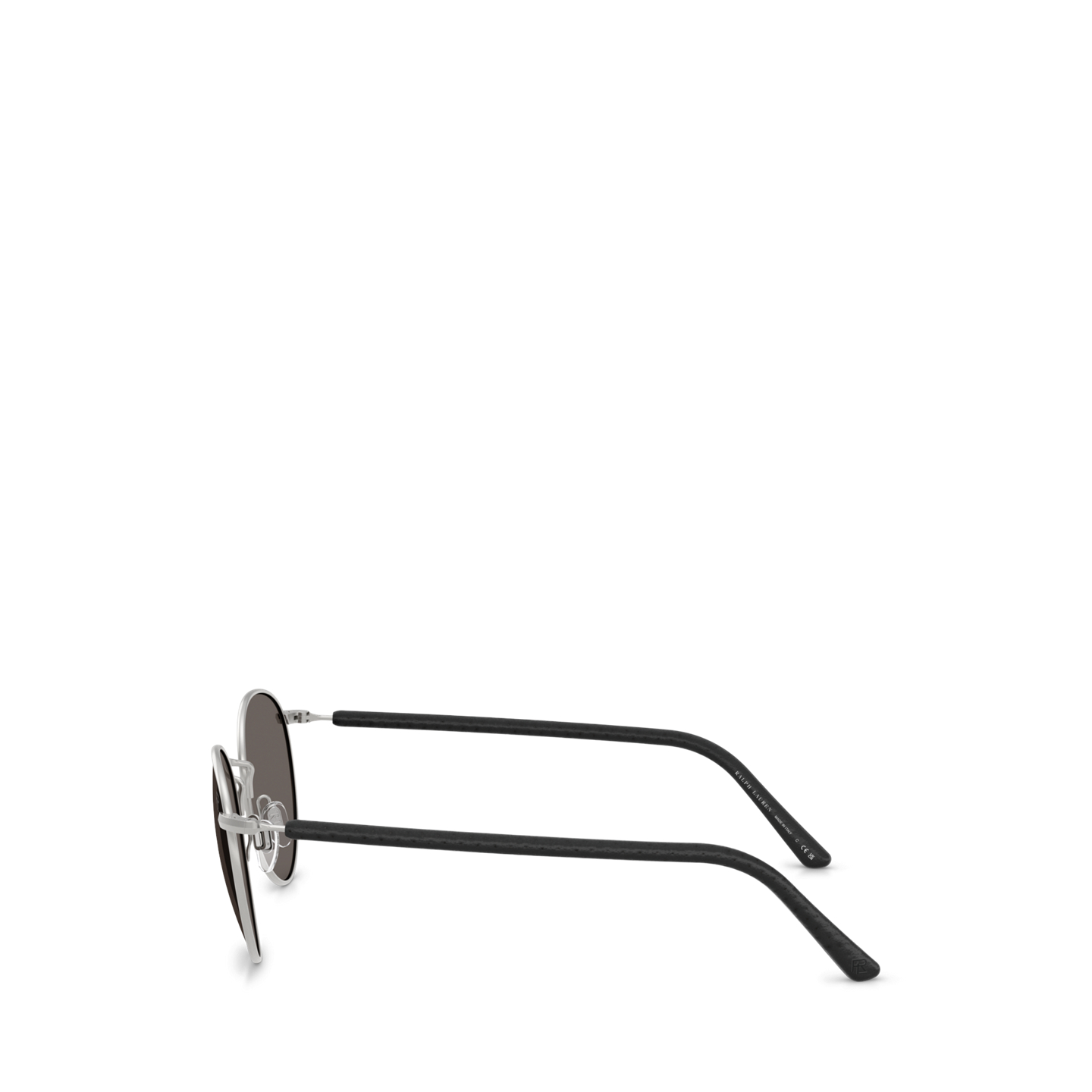 Мужские солнцезащитные очки Ralph Lauren Automotive Leather-Trim Metal Sunglasses, цвет: Блестящий серебряный — фото 2