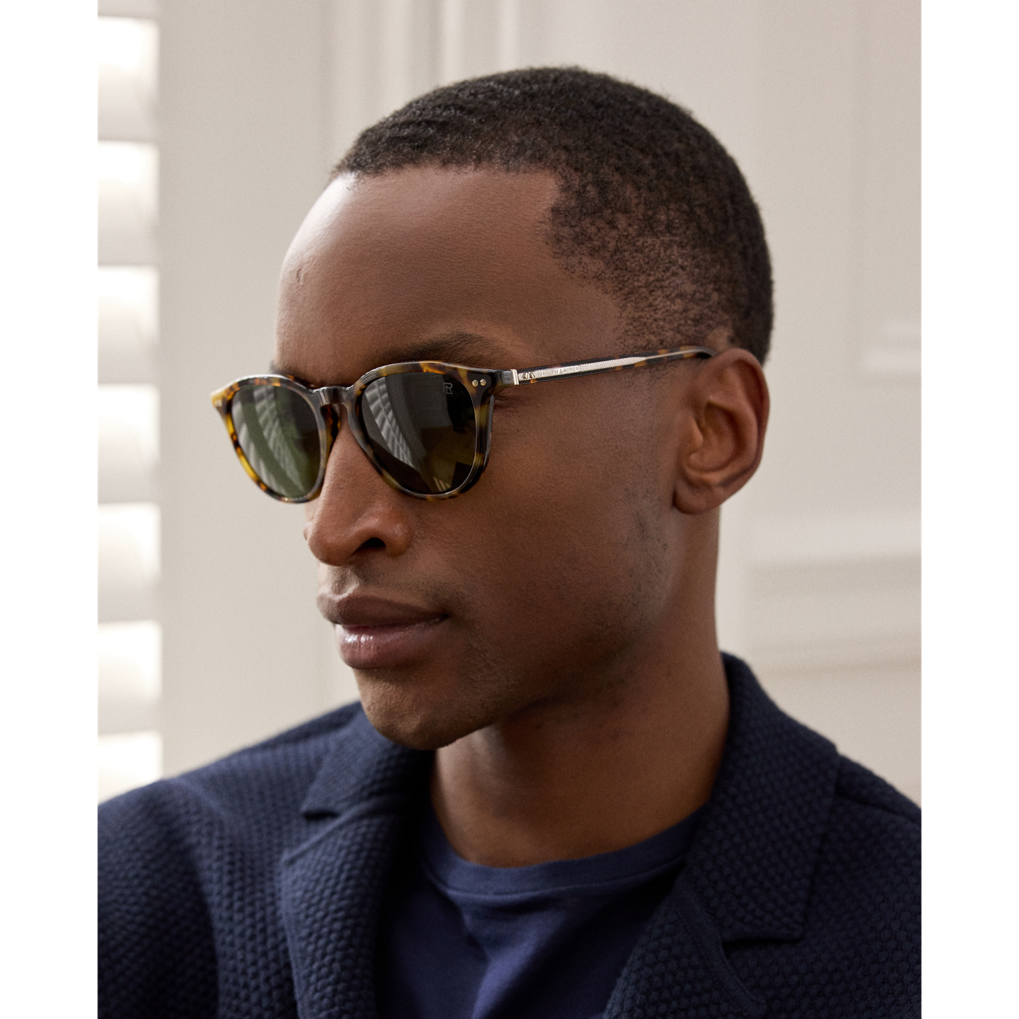 Мужские солнцезащитные очки Ralph Lauren Automotive Round Sunglasses, цвет: Светлый гавана — фото 3