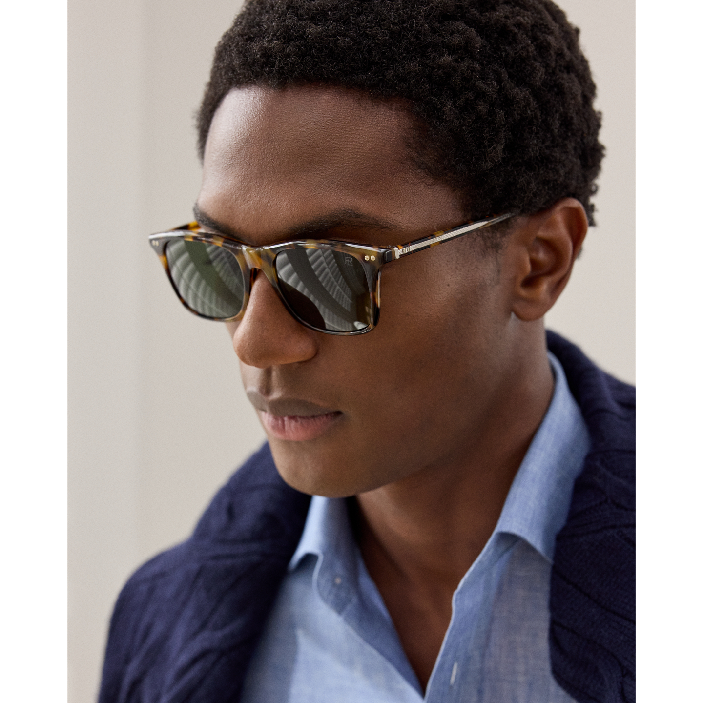 Мужские солнцезащитные очки Ralph Lauren Automotive Square Sunglasses, цвет: Светлый гавана — фото 3
