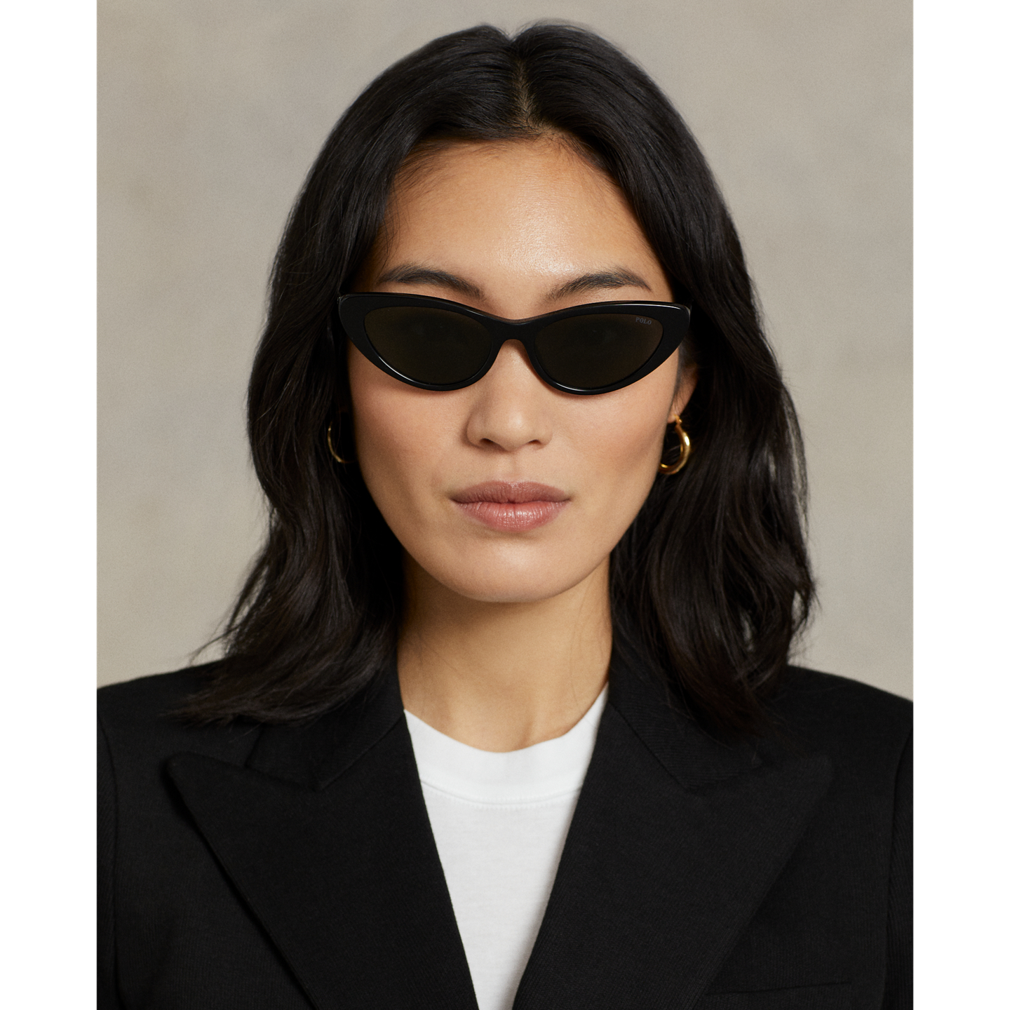 Женские солнцезащитные очки Ralph Lauren Polo Cat-Eye Sunglasses, цвет: Блестящий чёрный — фото 2