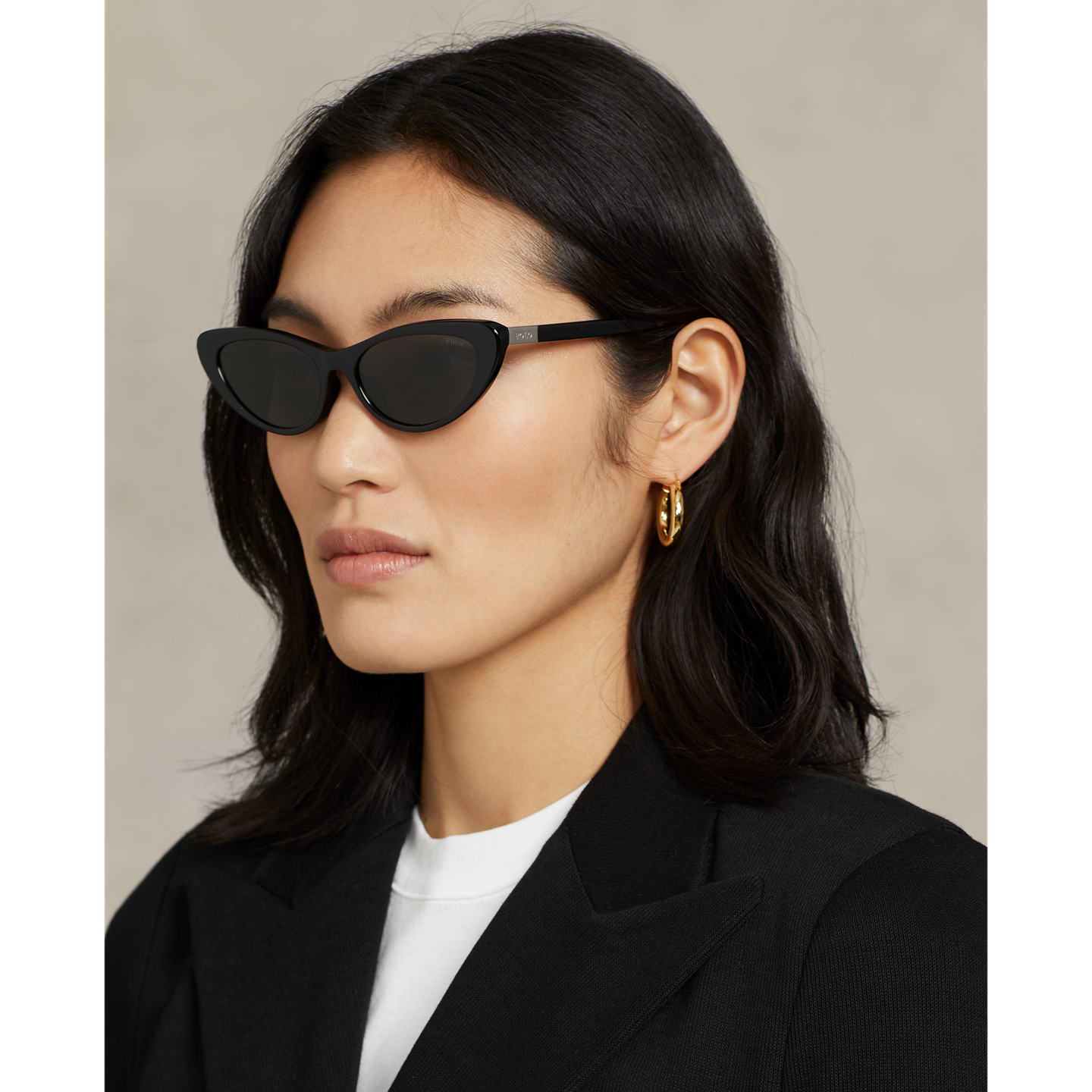 Женские солнцезащитные очки Ralph Lauren Polo Cat-Eye Sunglasses, цвет: Блестящий чёрный — фото 3