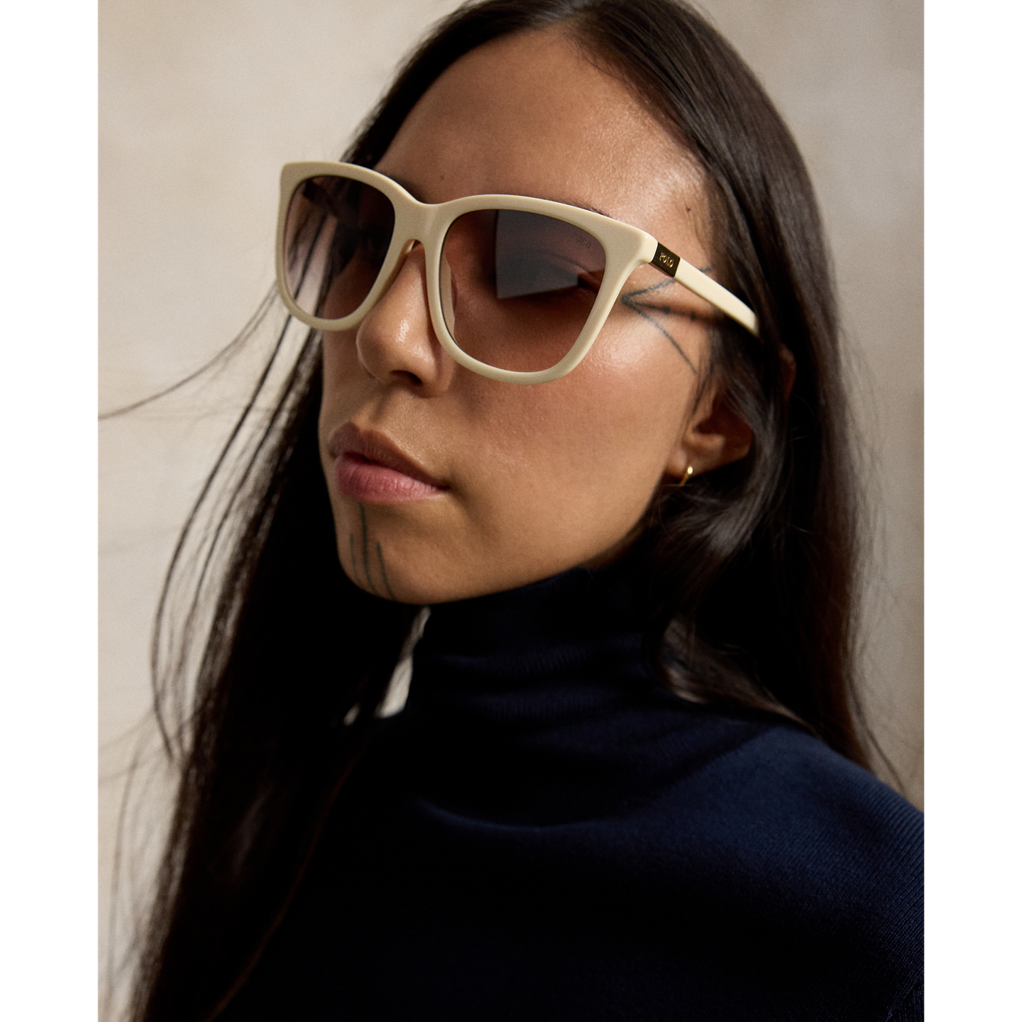Женские солнцезащитные очки Ralph Lauren Polo Square Sunglasses, цвет: Кремовый — фото 3