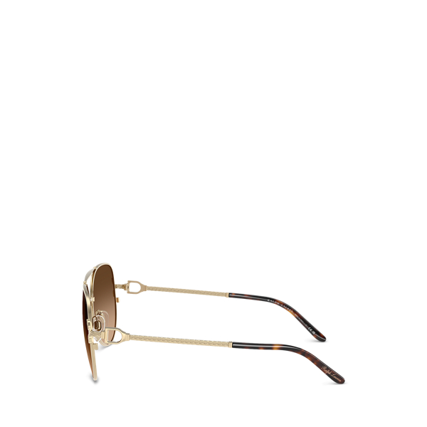 Shiny Pale Gold Stirrup Pilot Sunglasses Ralph Lauren 3