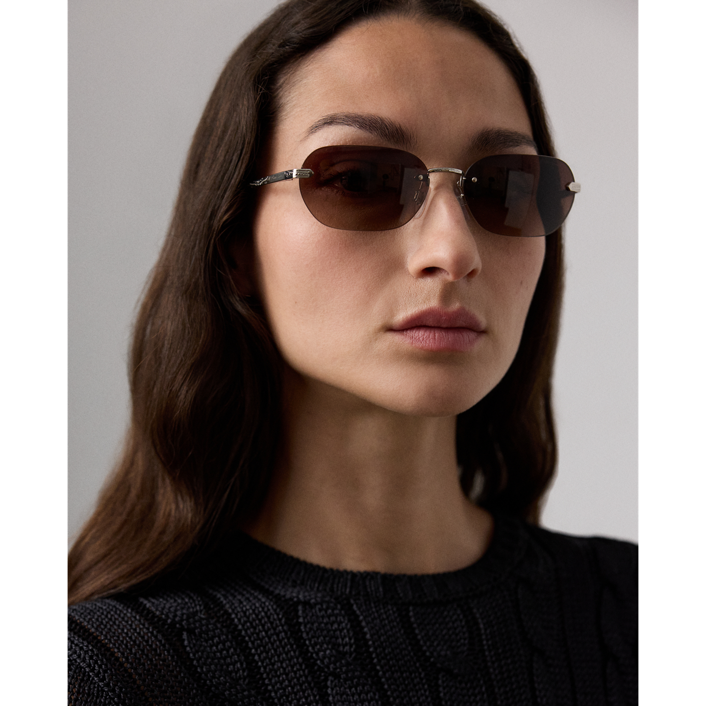 Женские солнцезащитные очки Ralph Lauren Western Rectangle Sunglasses, цвет: Блестящий серебряный — фото 3