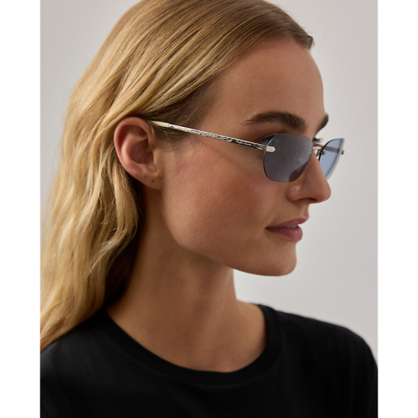 Silver Western Rectangle Sunglasses Ralph Lauren 4