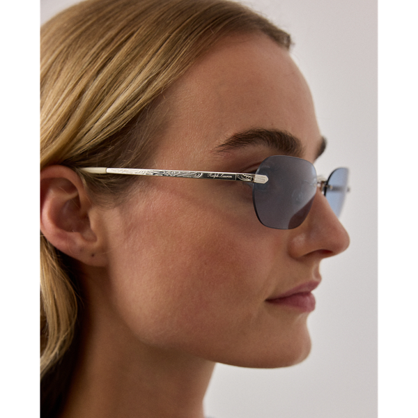 Silver Western Rectangle Sunglasses Ralph Lauren 5