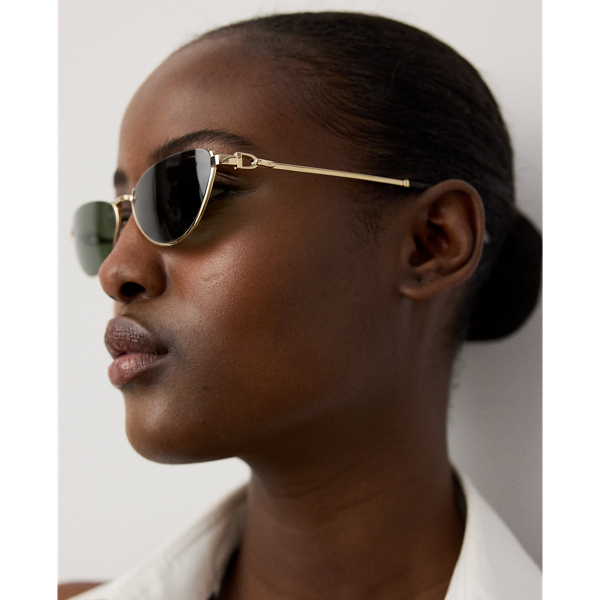 Shiny Palegold Stirrup Cat-Eye Sunglasses Ralph Lauren 5