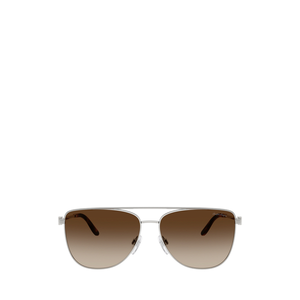 Shiny Silver Stirrup Pilot Sunglasses Ralph Lauren 2