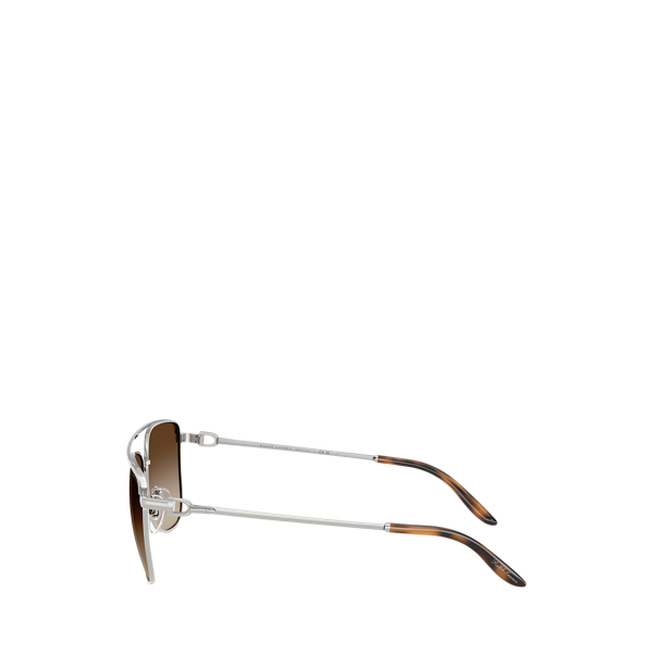 Shiny Silver Stirrup Pilot Sunglasses Ralph Lauren 3